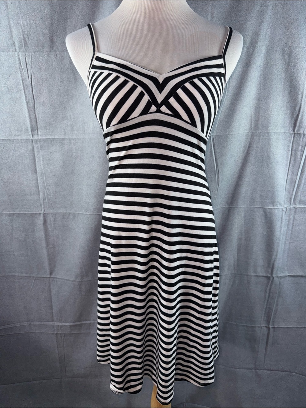 3137-Massimo Black & White Striped Maxi Slip Dress